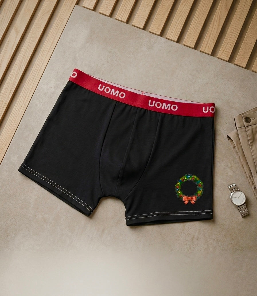 Boxer Festif UOMO – Édition Spéciale "Couronne de Noël"