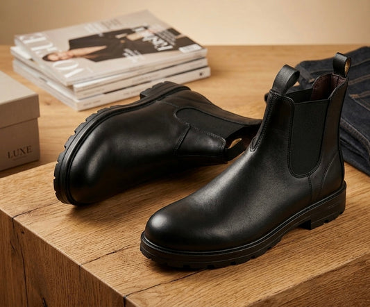 Bottines Chelsea "Luxe" en Cuir Noir