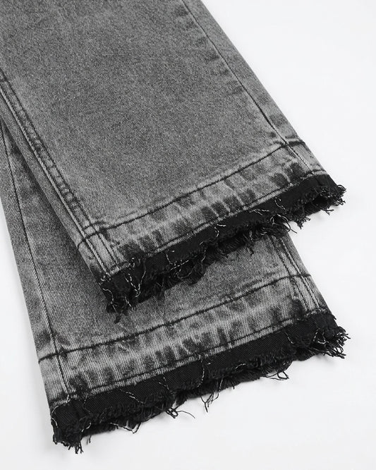 Jean Droit Gris Délavé – Finitions Raw Hem