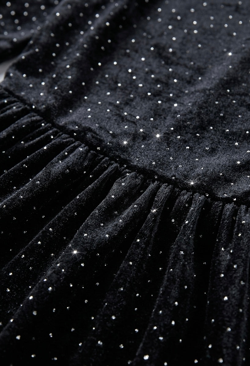 Robe Courte Velours Noir Pailleté "Easy Clothes"