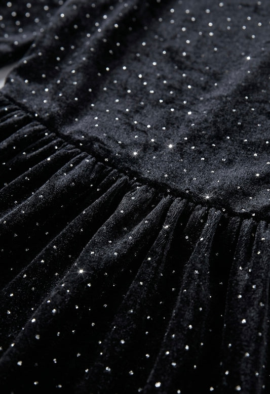 Robe Courte Velours Noir Pailleté "Easy Clothes"