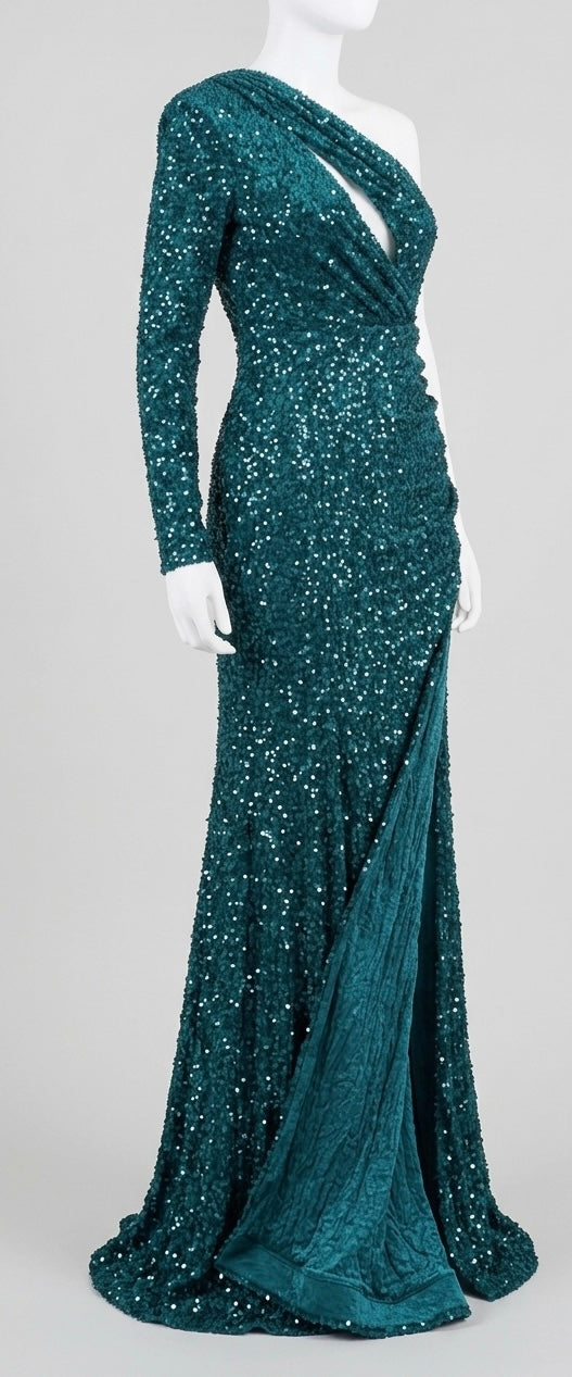 Robe Longue Fashion Nova Gems Sequin - Émeraude