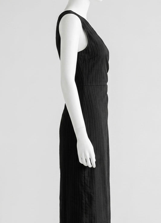 Robe Longue Noire Asymétrique – Coupe One-Shoulder & Détail Cut-Out