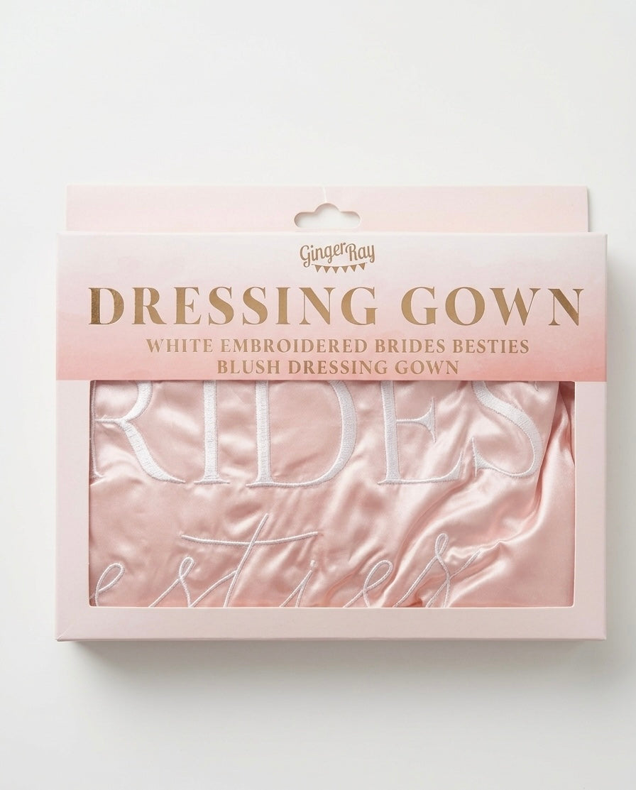 Peignoir de Mariage "Brides Besties" – Rose Blush Soyeux