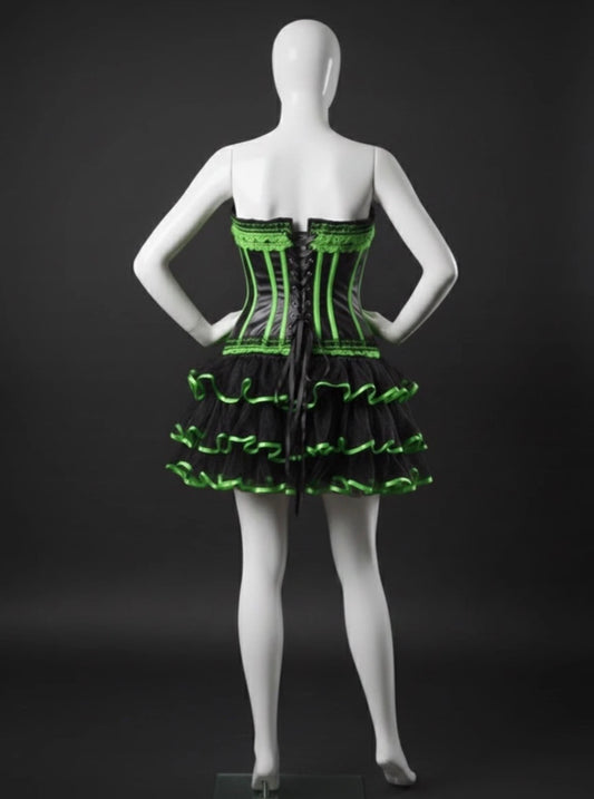 Ensemble Burlesque / Cabaret - Corset & Jupe à Volants