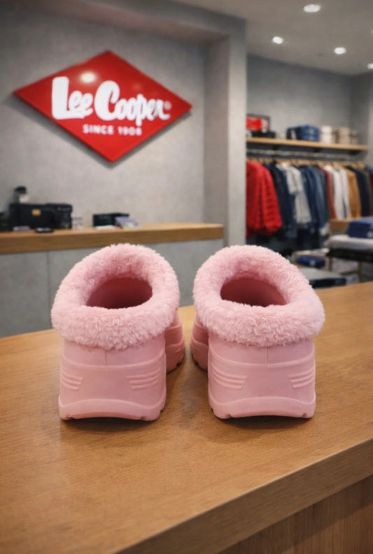 Sabots Plateformes Fourrés Rose Pastel Lee Cooper