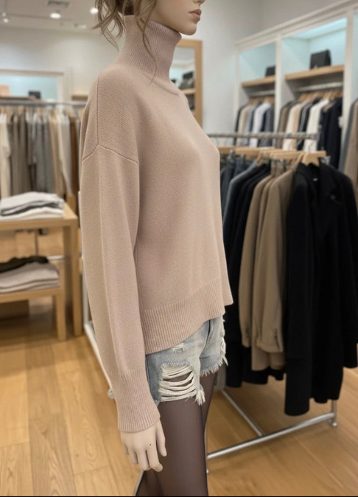 Pull Col Roulé Oversize Beige Nude - Maille Douce