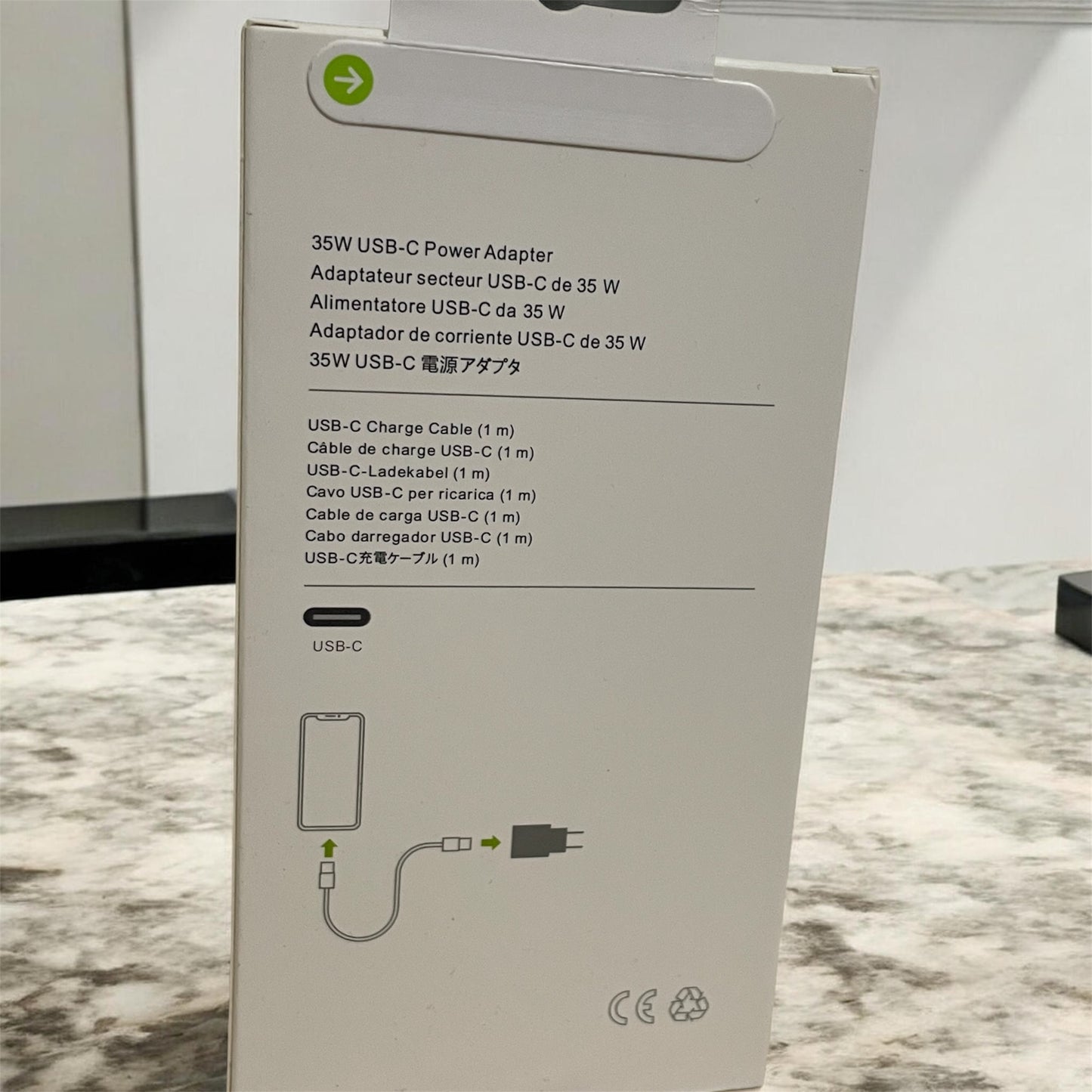 Pack Chargeur Rapide 35W Câble USB-C vers USB-C (1m)