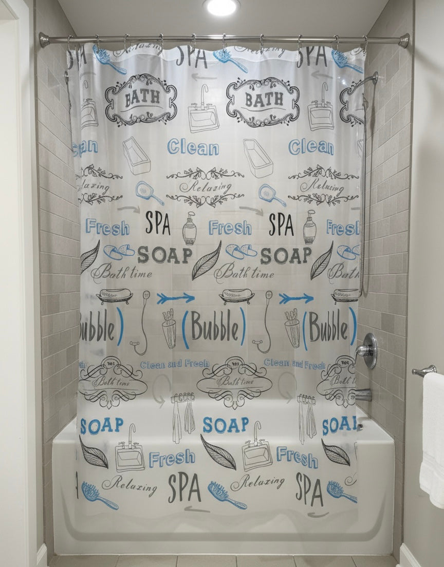 Rideau de Douche Thème "Spa & Détente" – 150 x 200 cm