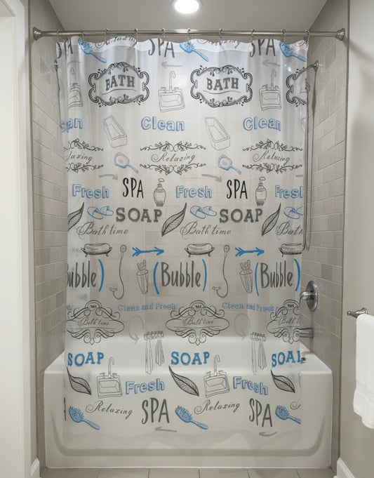 Rideau de Douche Thème "Spa & Détente" – 150 x 200 cm