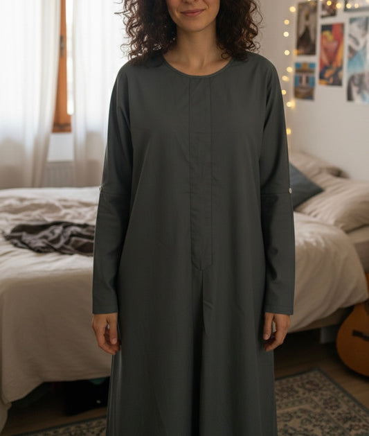 Robe Longue Minimaliste Gris Anthracite