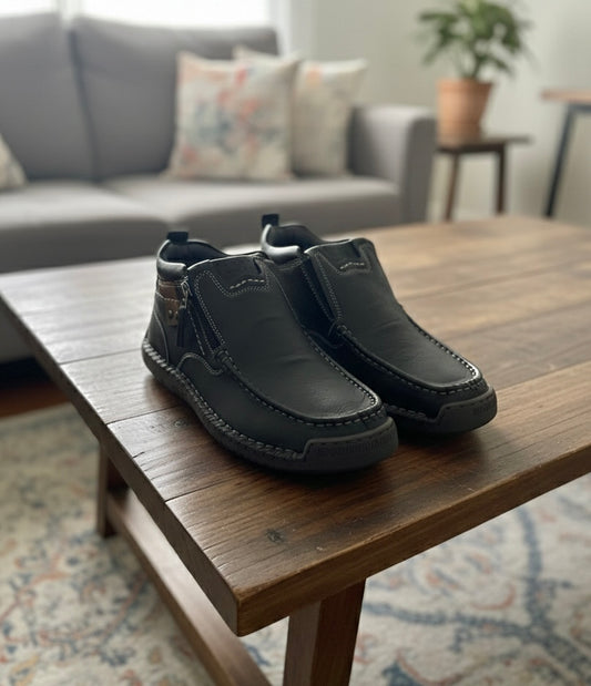 Chaussures Confort en Cuir Noir Style Casual & Pratique