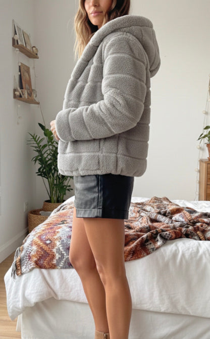 Veste Capuche en Fausse Fourrure Gold&Silver