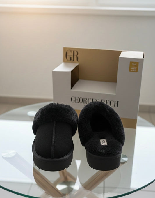Georges Rech - Chaussons Plates-formes à Fourrure - Noir