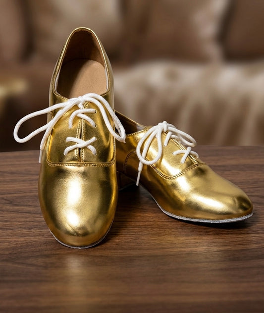 Chaussures Enfant Dorées à Lacets – Style Rétro & Danse