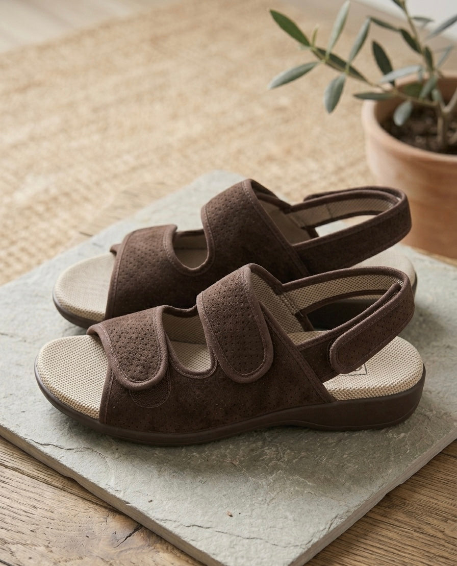 Sandales Ergonomiques à Multi-Brides – Marron Chocolat