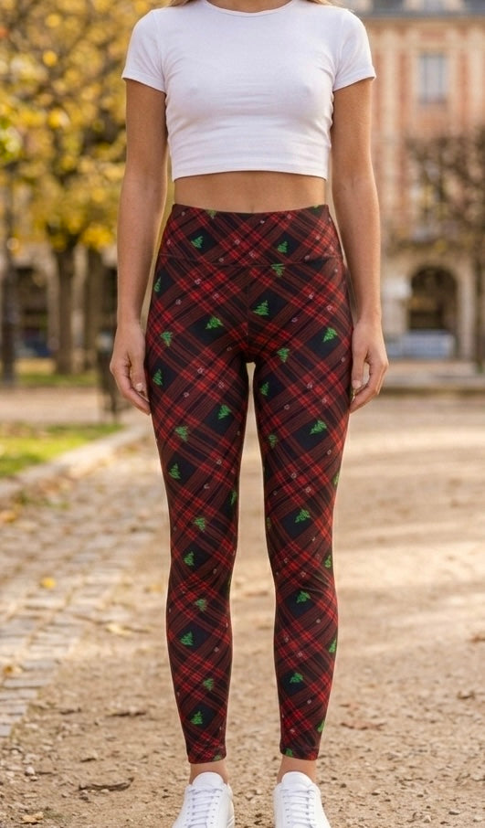 Legging Festif à Carreaux et Sapins de Noël ARDENE