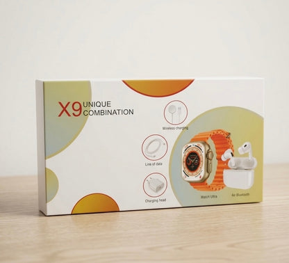 Pack Multimédia X9 Combinaison Unique – Smartwatch Ultra & Écouteurs Sans Fil