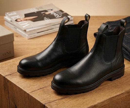 Bottines Chelsea "Luxe" en Cuir Noir