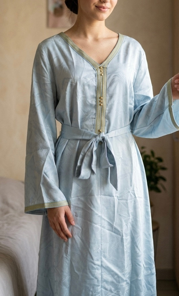 Robe Longue Style Caftan Bleu Ciel