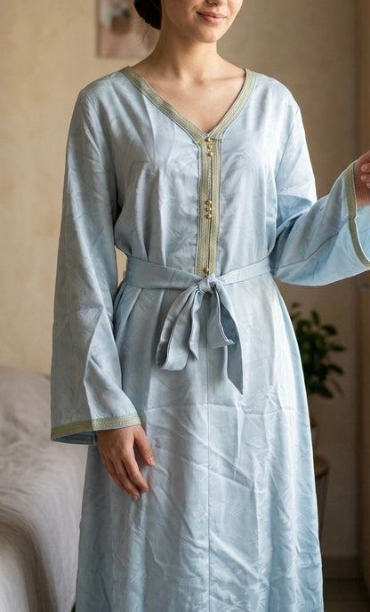 Robe Longue Style Caftan Bleu Ciel