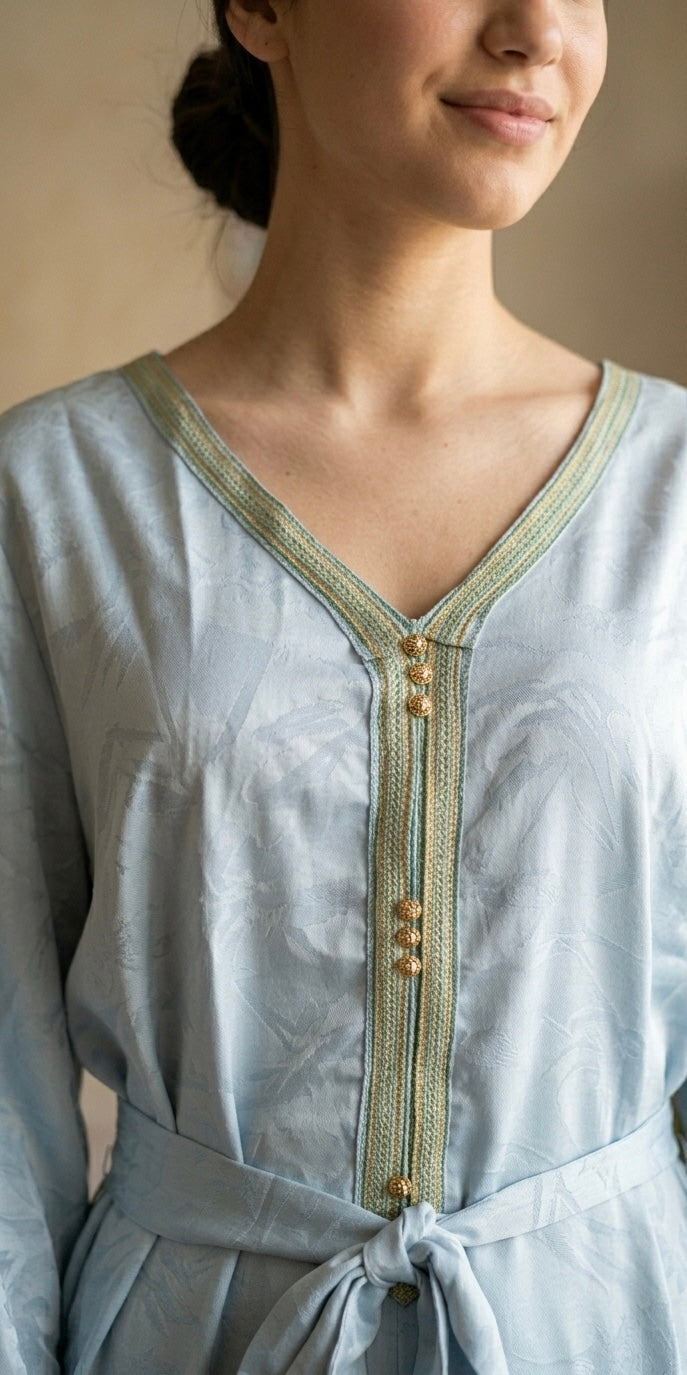 Robe Longue Style Caftan Bleu Ciel