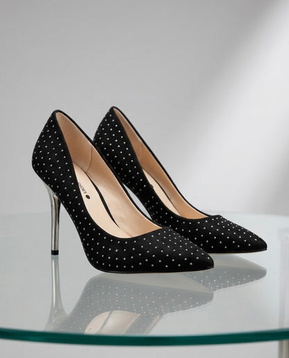 Escarpins à Talons Aiguilles Noirs Perlés – Élégance & Glamour