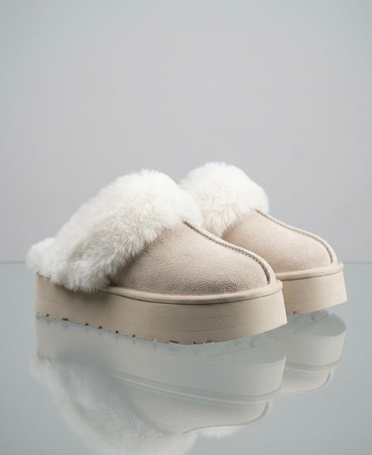 Chaussons Plateformes à Doublure Fausse Fourrure