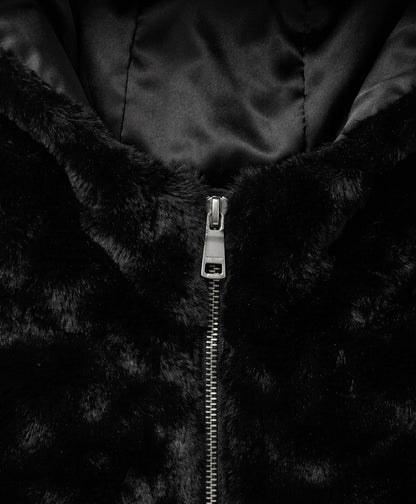Veste sans manches en fausse fourrure noire à capuche - Morgan