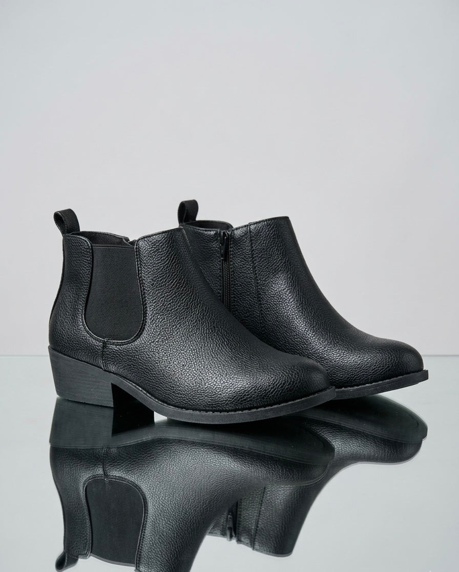 Bottines Chelsea noires aspect cuir grainé