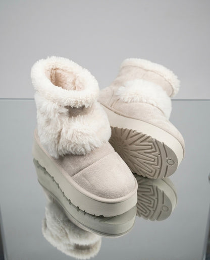 Bottines Plateformes "Cloud Comfort" – Beige Écru & Fausse Fourrure