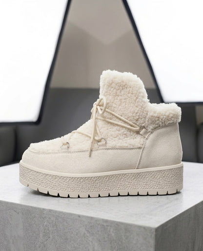 Bottines "Snow Boots" Style Moon-Boot – Crème & Moutonné