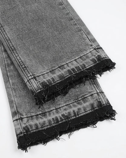 Jean Droit Gris Délavé – Finitions Raw Hem