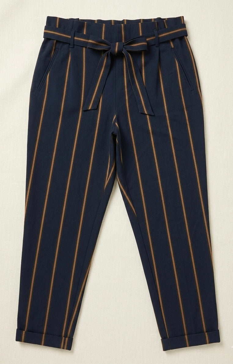 Pantalon Carotte Zara – Marine à Rayures Tennis