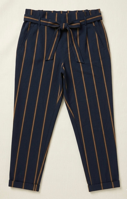 Pantalon Carotte Zara – Marine à Rayures Tennis