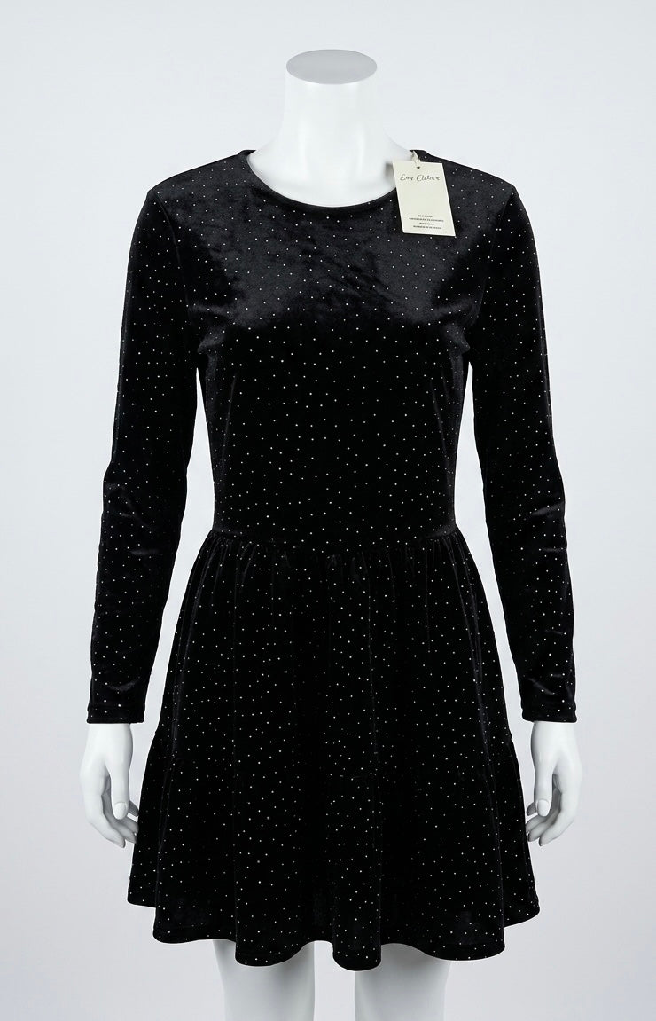 Robe Courte Velours Noir Pailleté "Easy Clothes"