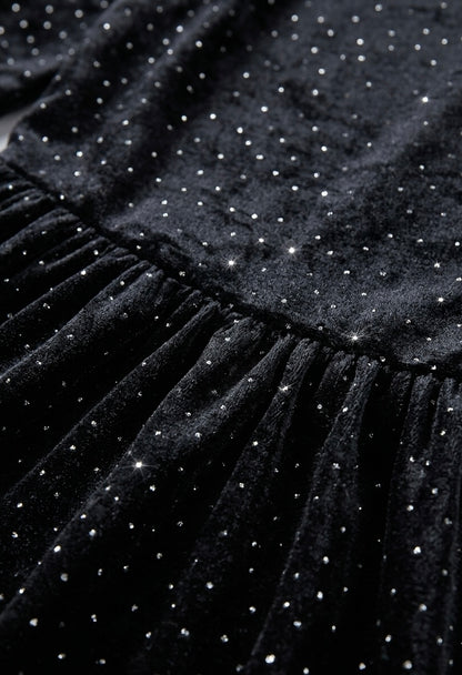 Robe Courte Velours Noir Pailleté "Easy Clothes"