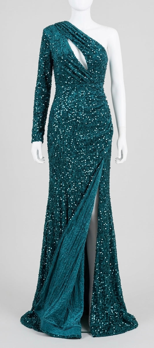 Robe Longue Fashion Nova Gems Sequin - Émeraude