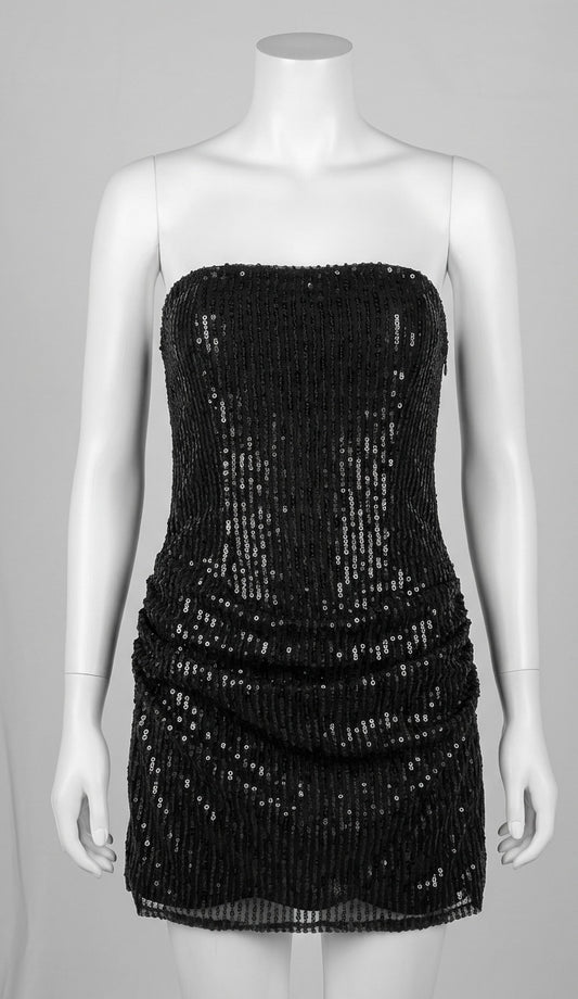Robe Bustier Mini à Sequins Noirs – L'Éclat Absolu