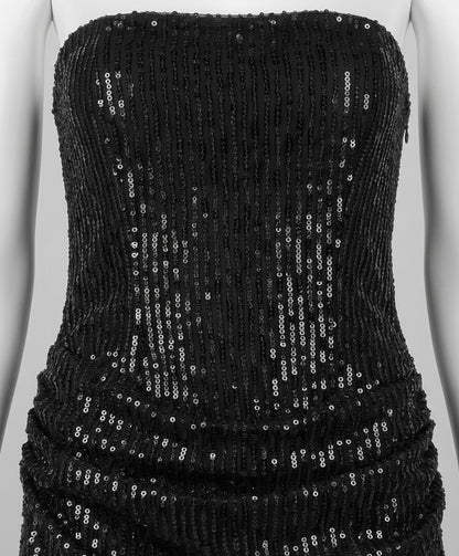 Robe Bustier Mini à Sequins Noirs – L'Éclat Absolu
