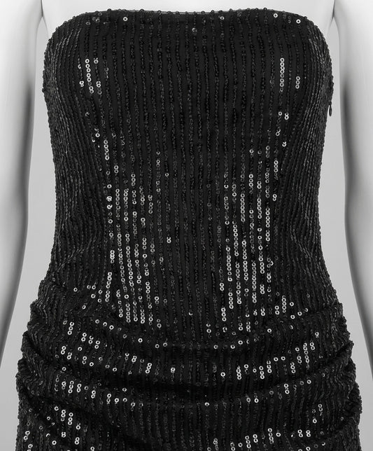 Robe Bustier Mini à Sequins Noirs – L'Éclat Absolu