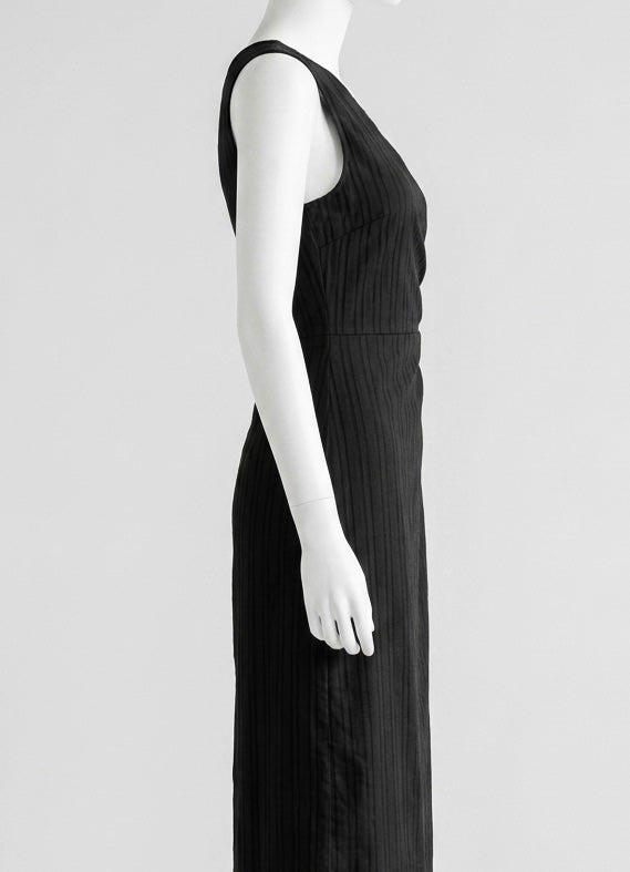 Robe Longue Noire Asymétrique – Coupe One-Shoulder & Détail Cut-Out