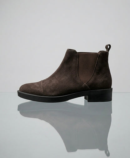 Bottines Style Chelsea - Effet Daim Marron Foncé