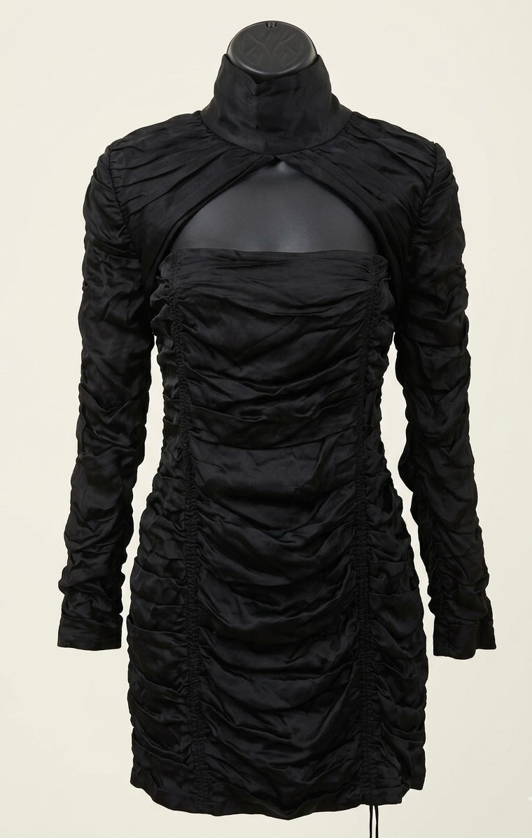 Robe Courte Froncée Noire ZARA