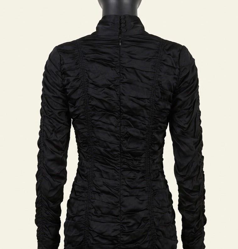 Robe Courte Froncée Noire ZARA