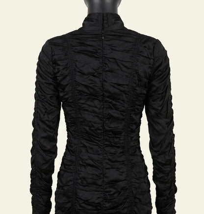 Robe Courte Froncée Noire ZARA