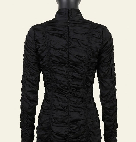 Robe Courte Froncée Noire ZARA