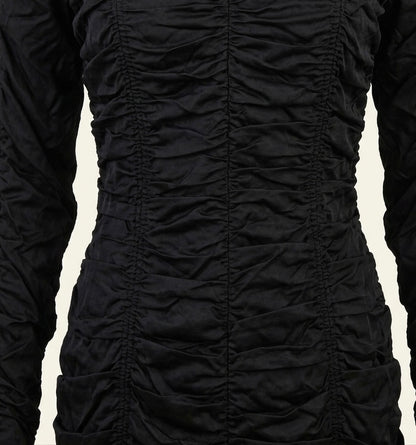 Robe Courte Froncée Noire ZARA