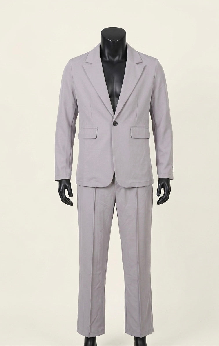 Ensemble Tailleur Homme 2 Pièces (Veste & Pantalon) — Gris Clair / Lilas