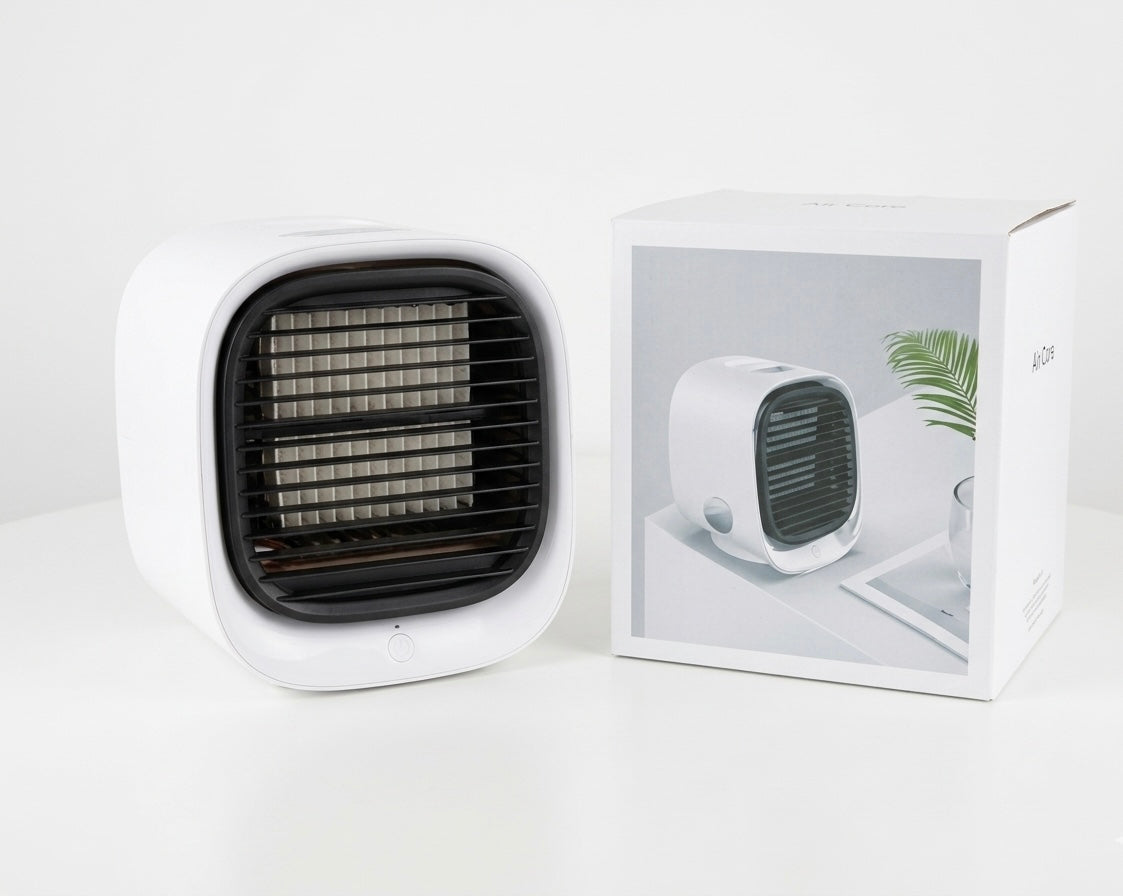 Mini Rafraîchisseur d'Air Évaporatif Portable — Ventilateur & Humidificateur Personnel "Air Cube"